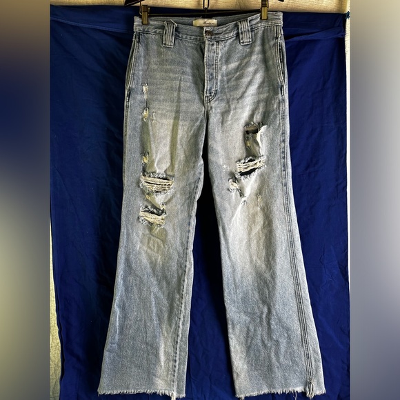 KanCan Kan Can Estilo Womens 9 28 Distressed Destroyed Wide Leg Denim Blue Jeans - Picture 2 of 16